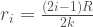 r_i = \frac{(2i-1)R}{2k} 