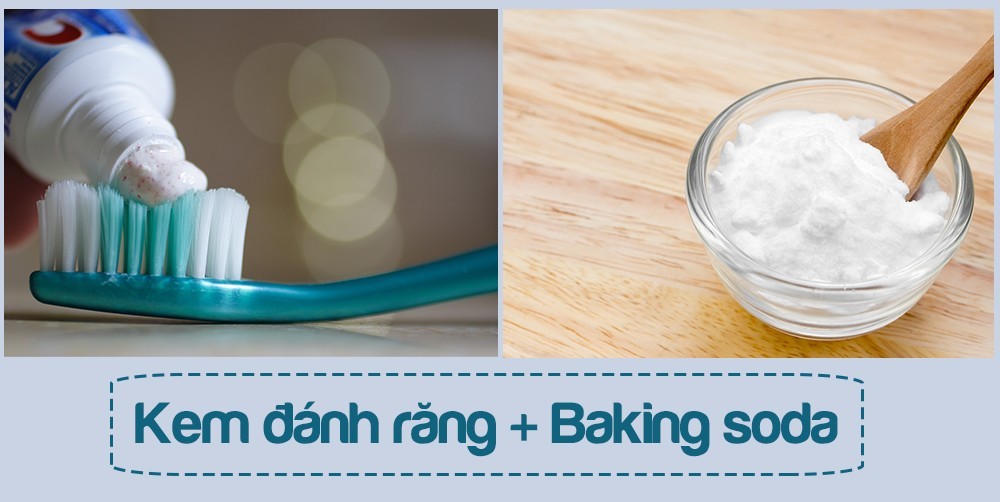 Làm trắng răng bằng baking soda và kem đánh răng