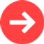 arrow, circle, east, forward, next, red, right 