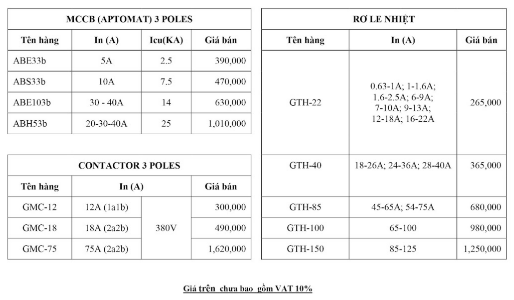 bảng giá tủ công tắc ls h2