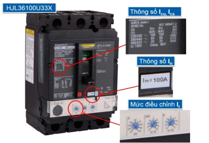 Tín hiệu trên aptomat Ký hiệu thông số kỹ thuật trên Aptomat